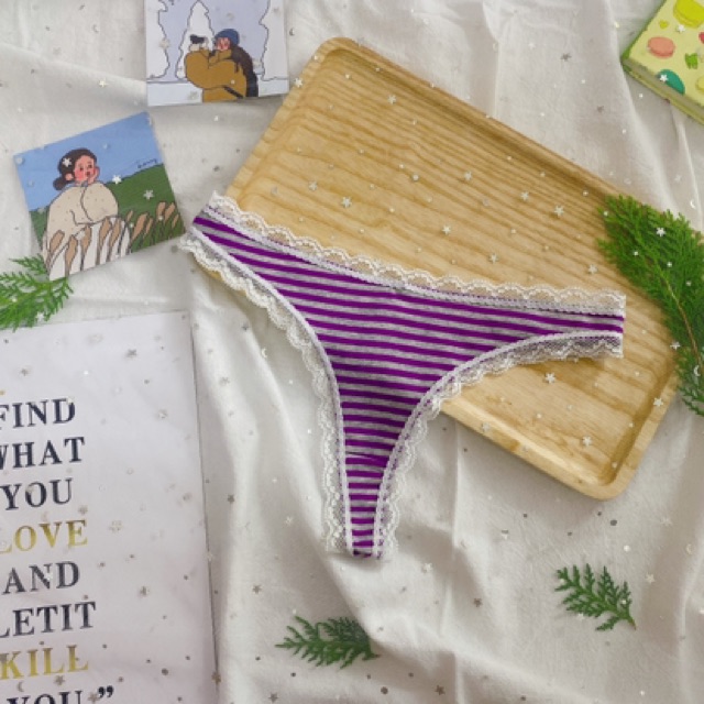 Ck023  - Quần lót lọt khe cotton mềm phối ren - Kellywang