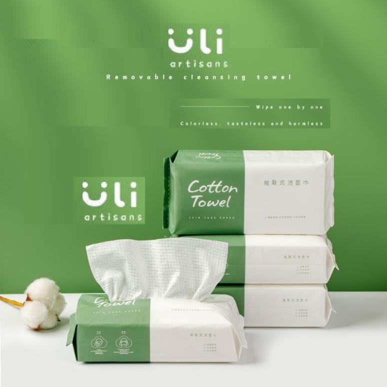 Khăn tẩy trang, khăn lau bông ngọc trai Uli - Dạng Gói Rút