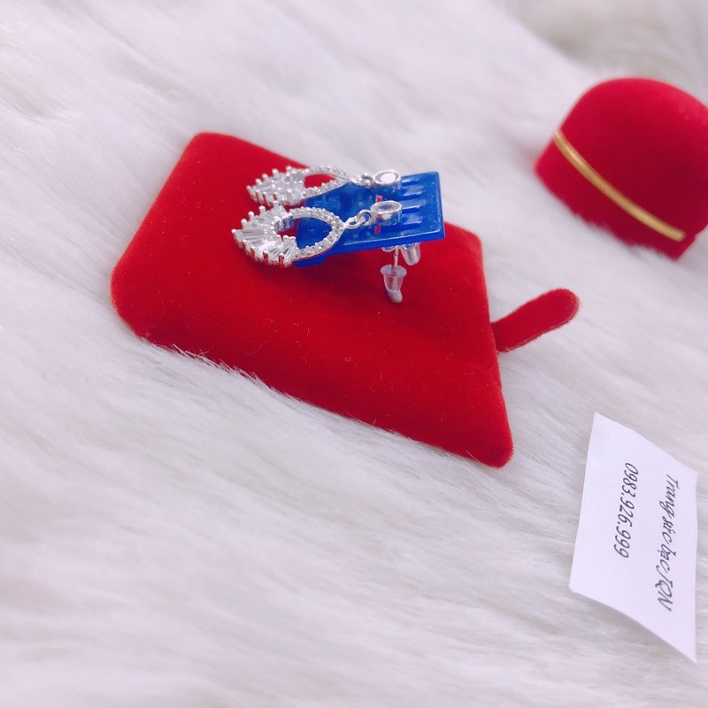 Bông tai nữ bạc thật giá rẻ đính đá nhỏ xinh xắn chất liệu bạc ta giá sỉ/ Trang sức JQN