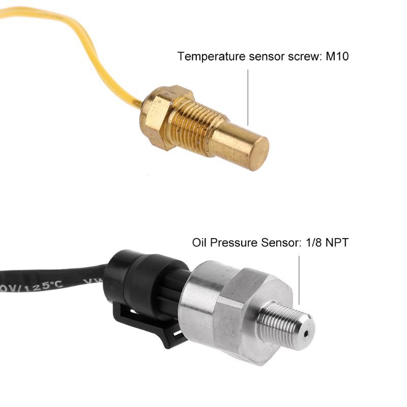 Đồng hồ đo áp suất dầu/nhiệt độ nước/điện áp/nhiên liệu 4 trong 1 tích hợp màn hình LCD kỹ thuật số cho xe hơi