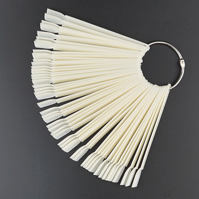Bộ 50 Thẻ Móng Tay Giả Hình Quạt Bằng Acrylic Trong Suốt JP5