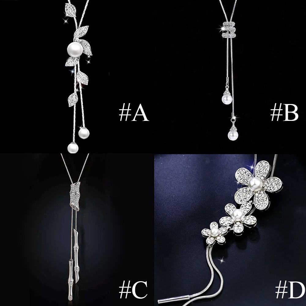 Vòng Cổ Mặt Hình Hoa Lá Đính Ngọc Trai Thời Trang Cho Nữ