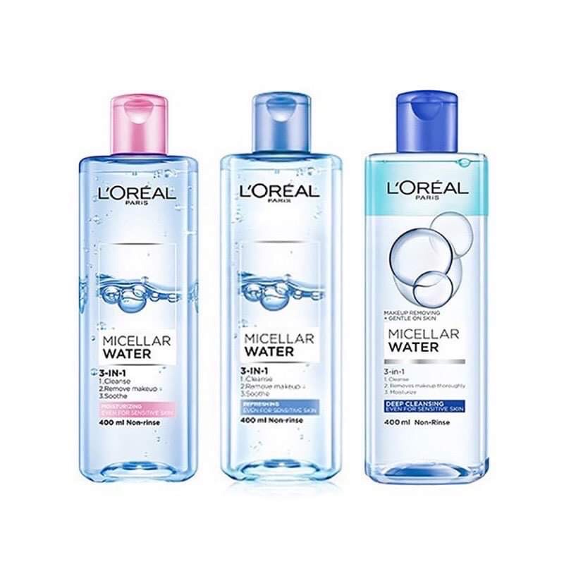 [CHÍNH HÃNG] Nước Tẩy Trang Loreal 400ml Dành Cho Da Dầu và Da Khô