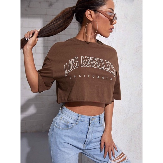 Áo Croptop F21 Lai Sóng Màu Chocolate - 3532