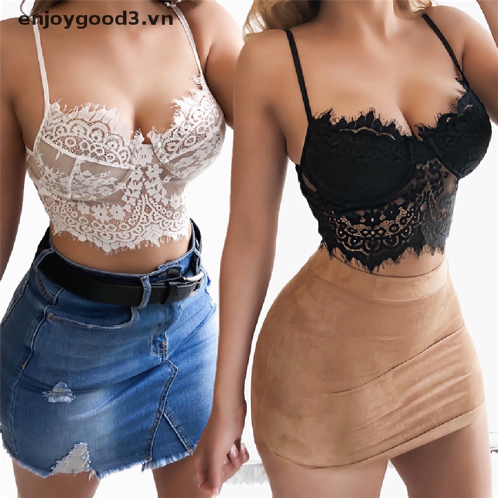 Áo ngực hai dây croptop định hình có đệm ngực phối ren thời trang mùa hè quyến rũ dành cho nữ