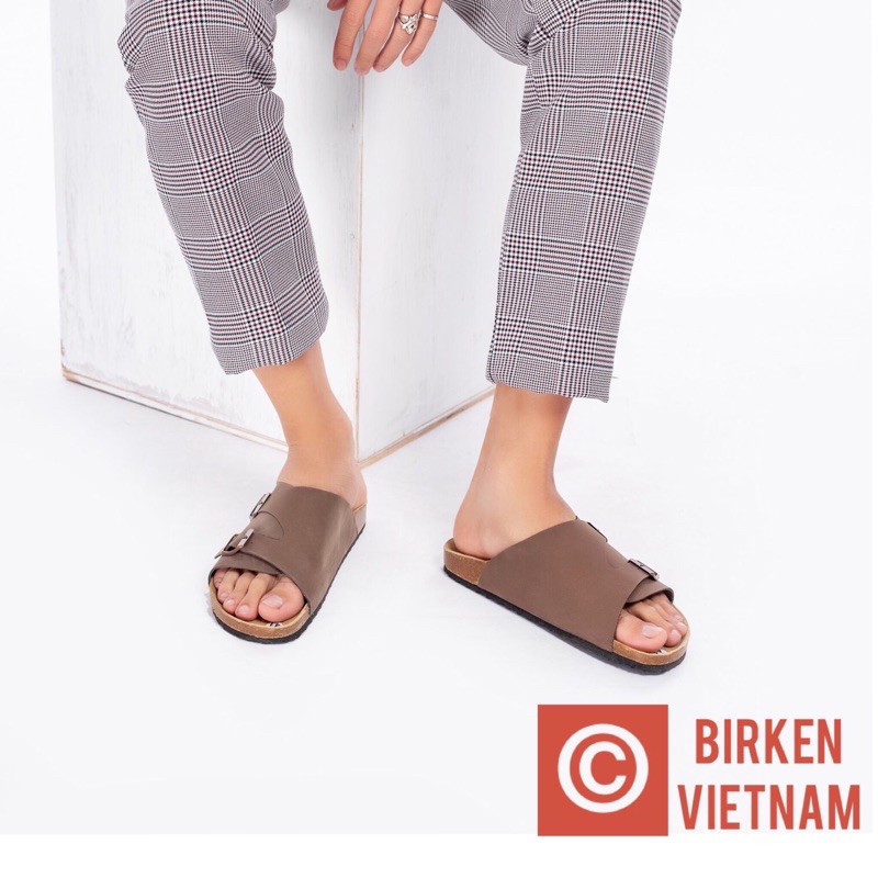 Dép birken vietnam da bò UNISEX xuất khẩu châu âu mã D19 bioline