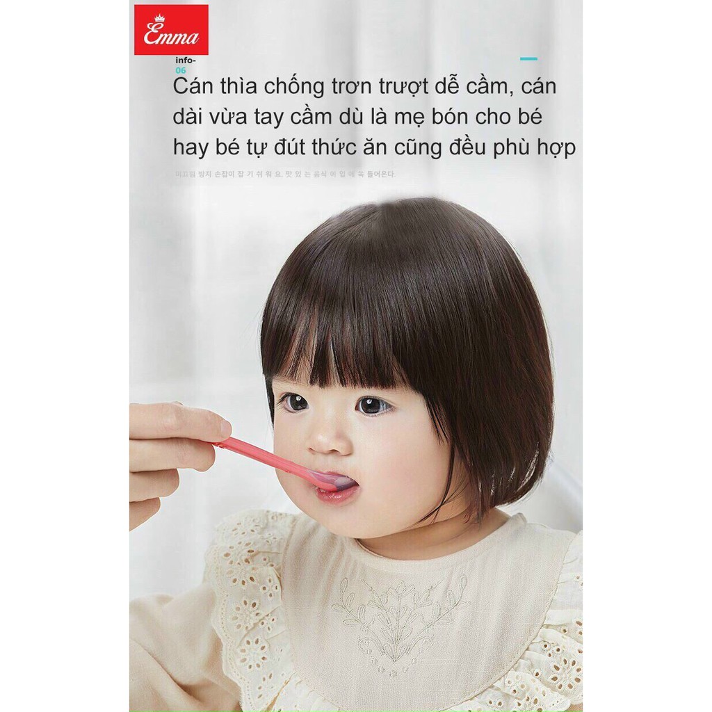 Hộp 2 muỗng ăn dặm mềm Emmakids Hàn Quốc cho bé