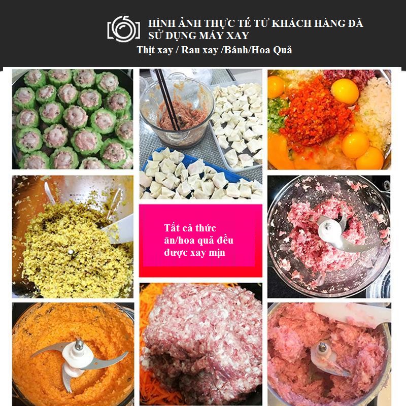 Máy xay thịt xay thực phẩm đa năng như cua cá sinh tố rau quả cối inox dung tích 2 lít, 3 lít loại tốt - Video thật