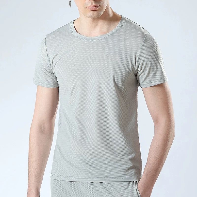 Áo Thun Thể Thao Tay Ngắn Size Lớn Vải Lụa Lạnh Thoáng Khí Nhanh Khô Cho Nam