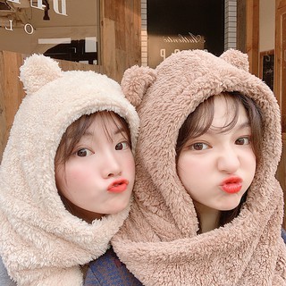 (Sẵn) Mũ lông cừu hình tai gấu mềm mịn siêu ấm 3 màu PK005