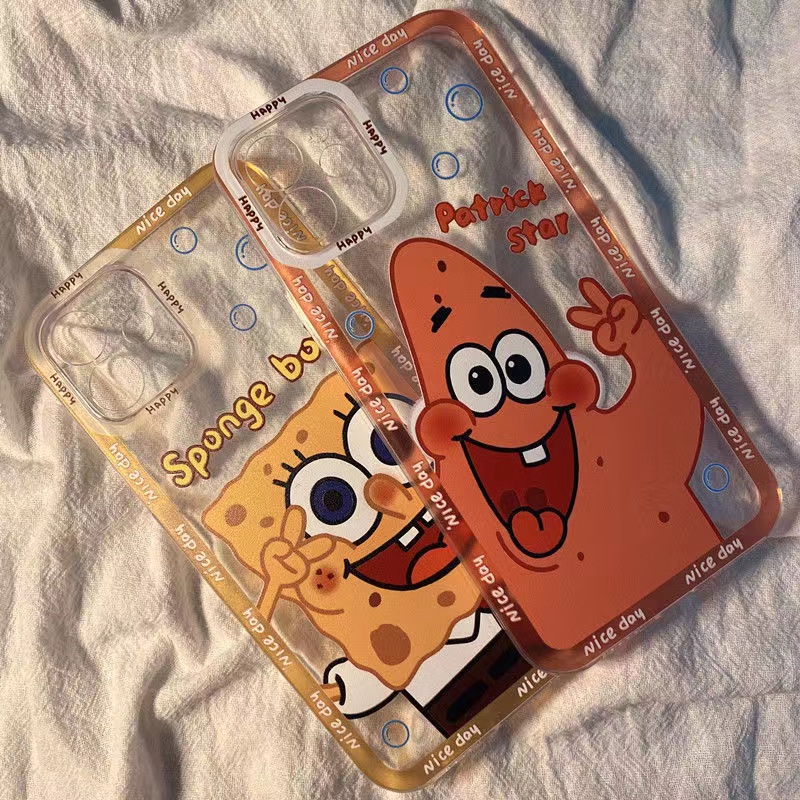 Ốp Điện Thoại Trong Suốt Họa Tiết Hoạt Hình SpongeBob Cho iPhone 13 12 11 Pro Max X Xs Max Xr 7 6 Plus