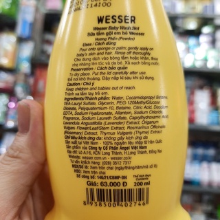 Sữa Tắm Gội Wesser 200ml