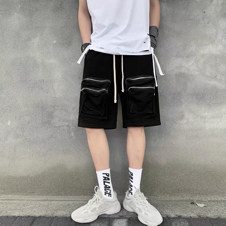 Quần Short KaKi Đen Túi Hộp 2 Túi Khóa Unisex ( Kaki co giãn)