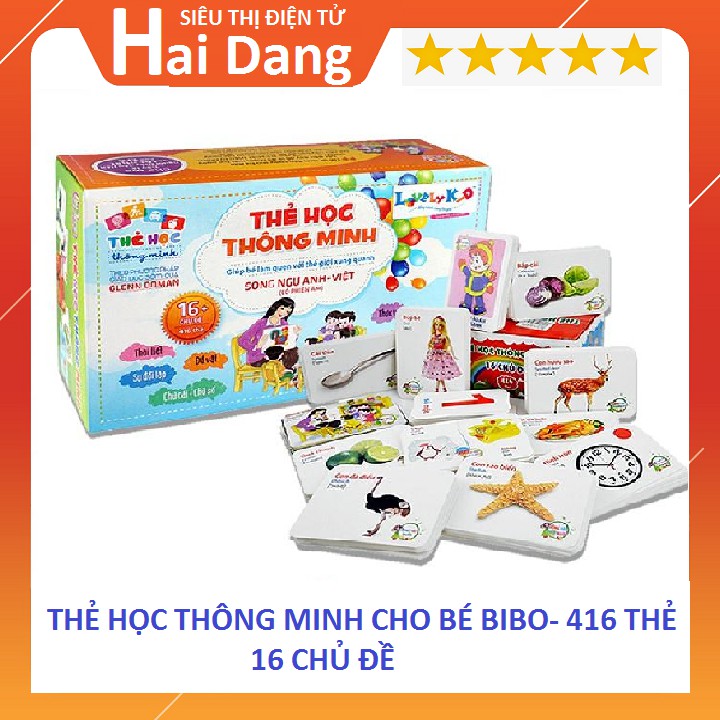THẺ HỌC THÔNG MINH CHO BÉ BIBO- 416 THẺ- 16 CHỦ ĐỀ