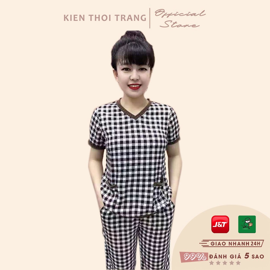 [RẺ VÔ ĐỊCH] Bộ đũi nữ trung niên cao cấp, Chất đũi kẻ caro chuẩn đẹp
