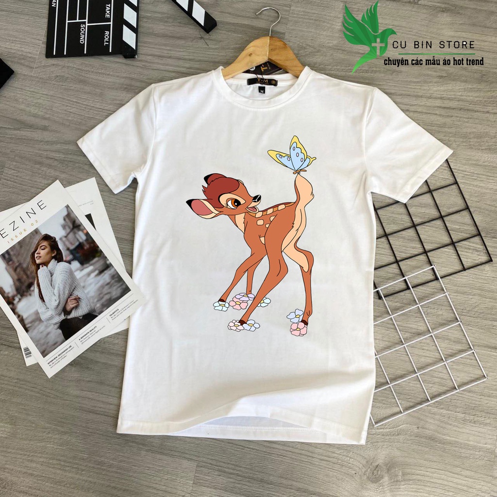 Áo thun nam nữ 100% cotton có hình con nai siêu cá tính hàng mới về sll - p98