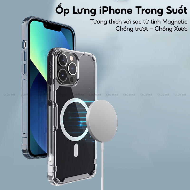 Ốp NILLKIN Nature TPU Pro, Viền TPU Mềm Chống Sốc, Lưng PC Cứng Trong Suốt Hỗ Trợ  Sạc Không Dây