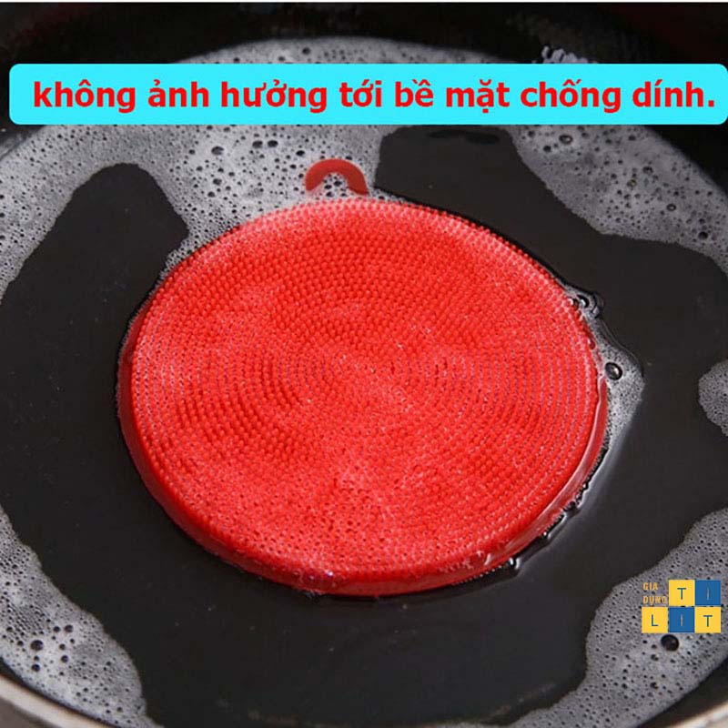 Miếng rửa bát chén dĩa Silicon tiện lợi cho nhà bếp - Miếng rửa chén bát xoong nồi Silicon có lỗ treo -[RỬA BÁT SILICON]