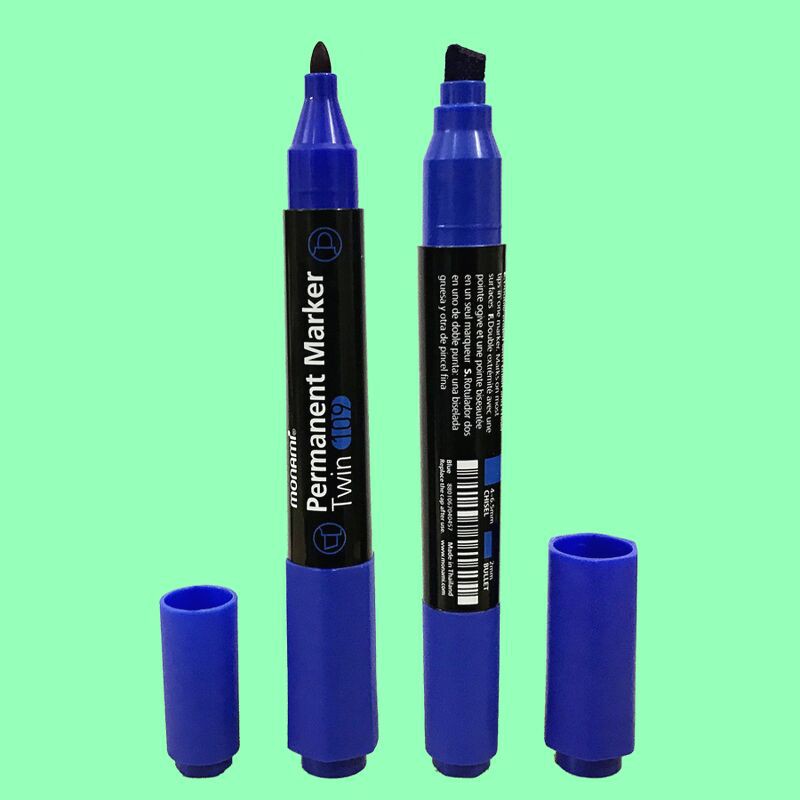 Bút lông dầu 2 đầu Monami Twin 109 - Màu xanh (Thái Lan)