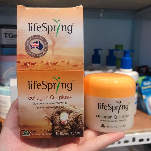 Kem Nhau Thai Cừu LifeSpring Collagen Q10 Plus Giúp Mờ Thâm Nám 100ml của Úc