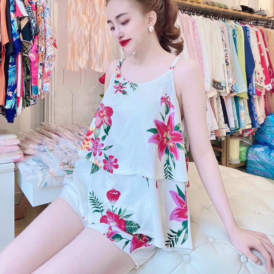 Đồ ngủ sexy nữ hai 2 dây gợi cảm hiệu mai ngô, đồ bộ lanh mặc nhà bigsize nữ dễ thương - yenbeauty đồ mặc nhà cao cấp
