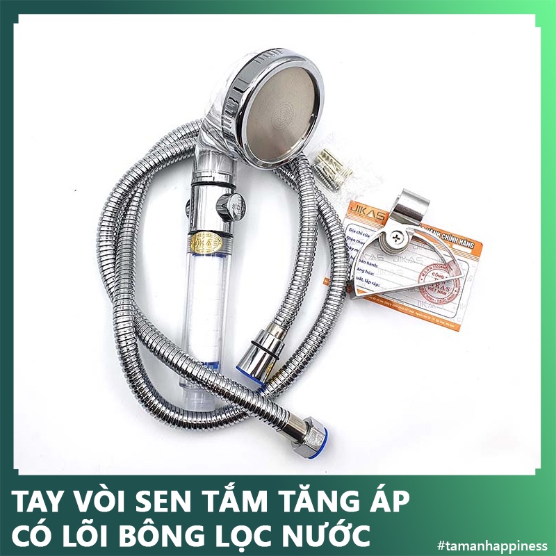 [Siêu Sale] Combo Tay vòi sen lõi bông lọc tăng áp 3 chế độ nước + dây sen inox cao cấp 1.5m