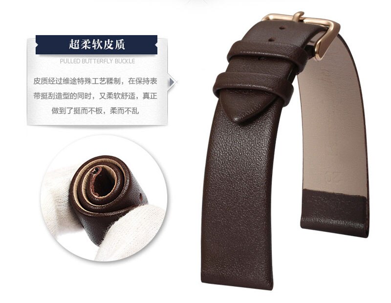 Dây Đeo Đồng Hồ Bằng Da Siêu Mỏng 8mm 10 12 13 14 15mm 16 17 18 19 20 21 22mm