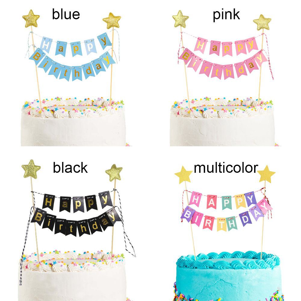 Phụ Kiện Trang Trí Bánh Kem Chữ Happy Birthday|Phụ Kiện Trang Trí Bánh Kem Hình Ngôi Sao Nhiều Màu Sắc Dễ Thương
