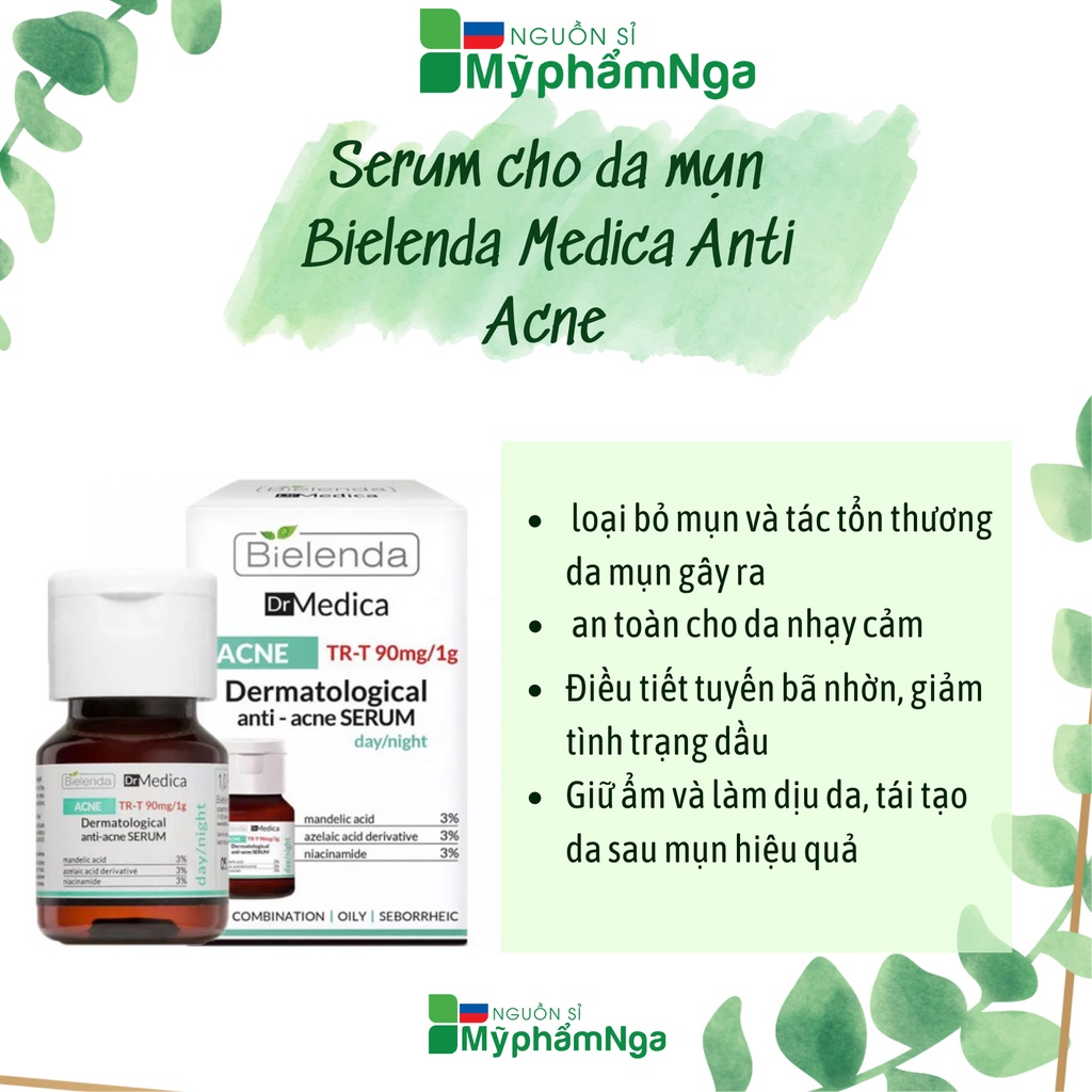 Serum cho da mụn Bielenda Medica Anti Acne loại bỏ mụn tái tạo da