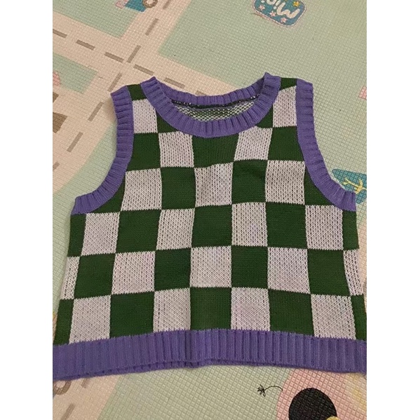 (Có sẵn) Áo Gile Croptop Kẻ Caro Phong Cách Năng Động | BigBuy360 - bigbuy360.vn