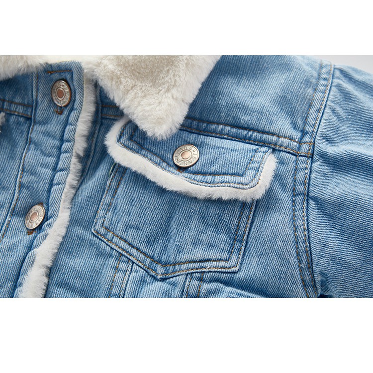 Áo Khoác Jeans Lót Bông Giữ Ấm Thời Trang Cho Bé