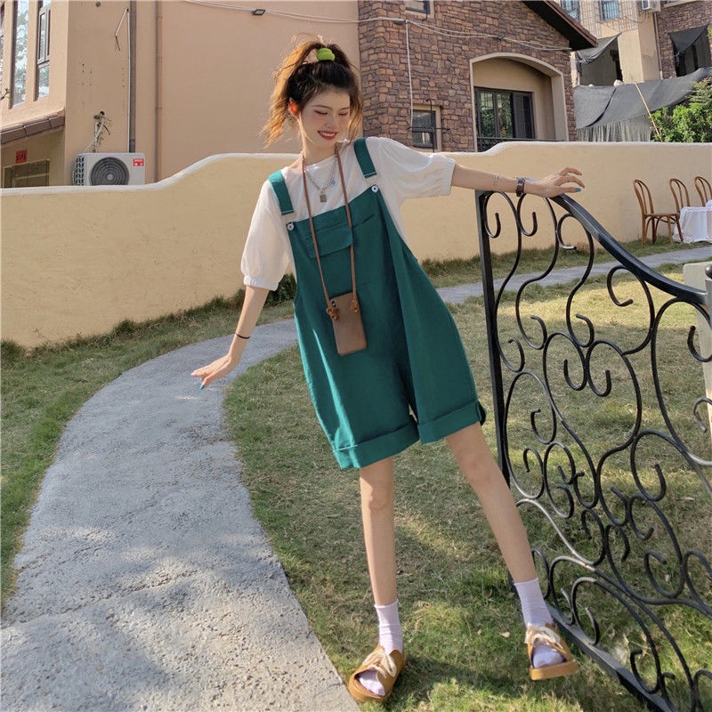 Bộ Trang Phục Hai Mảnh Gồm Áo Thun Dáng Rộng + Quần Short Dây Lưng Cao Phong Cách Hàn Quốc Thời Trang Cho Học Sinh Năm 2021