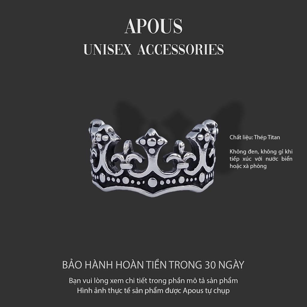 Nhẫn nam nữ Chrome Heart Style N003 - Thép Titan - Phụ kiện trang sức Unisex Apous