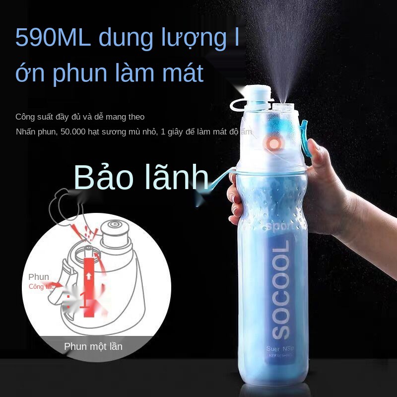 Bình xịt đá mùa hè, thể thao đạp xe, cốc nước đôi nhựa PE, chức năng cách nhiệt, chống đổ núi