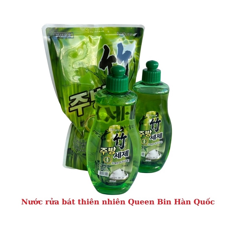 Nước rửa chén hữu cơ Queen Bin Hàn Quốc 800ml (Chiếu xuất cây tre)