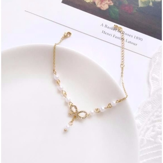 Vòng Tay Đính Đá Ngọc Trai Thời Trang Dành Cho Nữ