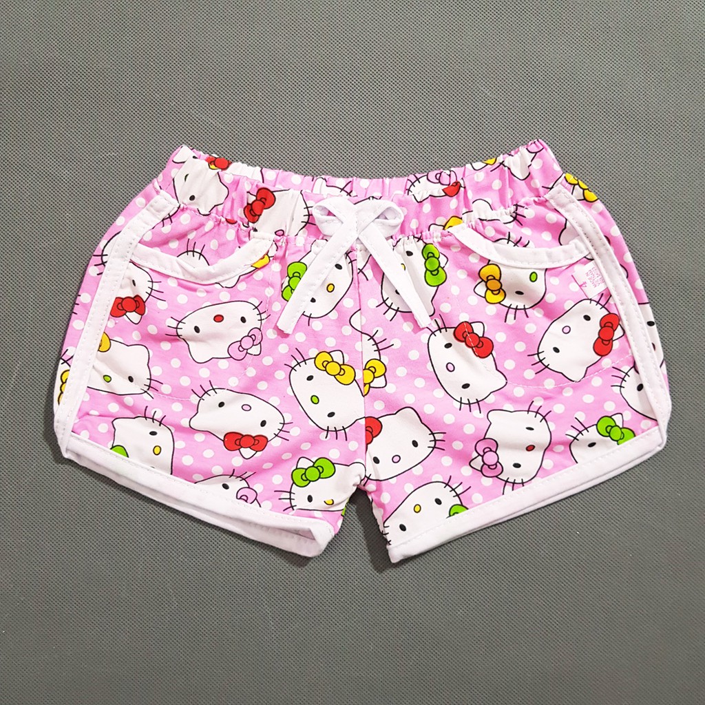 Quần short thun cotton in mèo kitty dễ thương bé gái