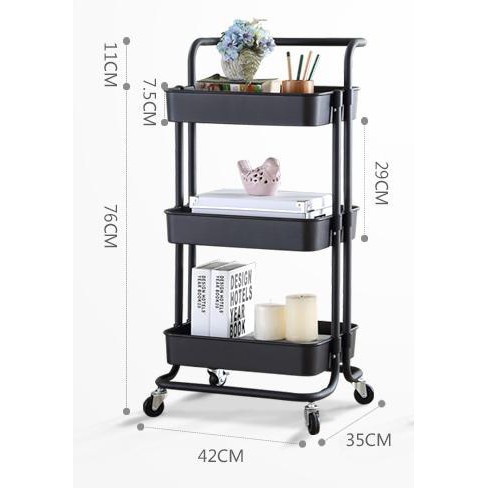 Kệ Bỉm Sữa 3 Tầng Đa Năng, Xe Đẩy Spa Khay nhựa ABS