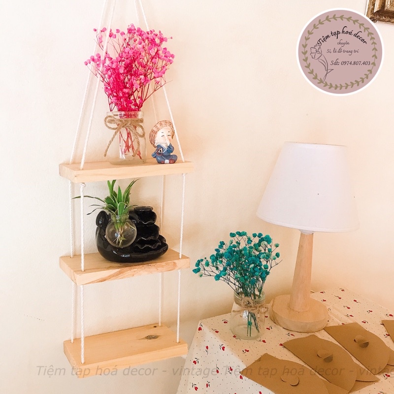 Kệ gỗ mini treo tường 3 tầng