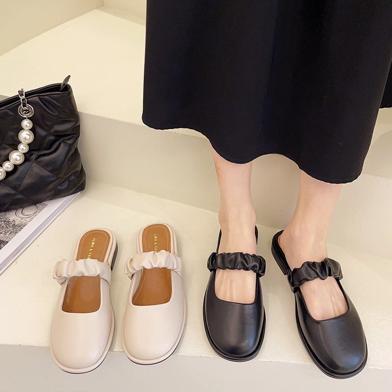 Giày  sục búp bê sang chảnh da trơn quai nhún đơn giản thoải mái dễ chịu mã S38
