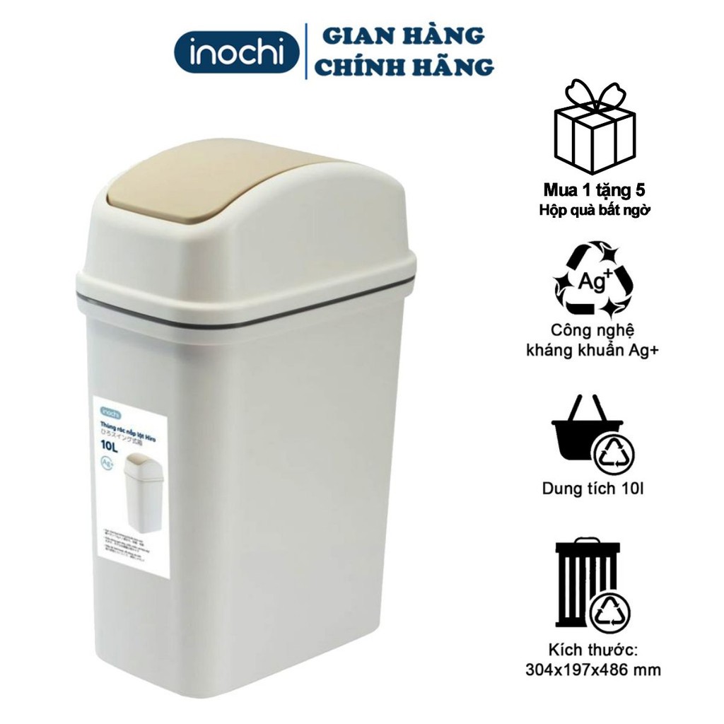 Thùng Rác Nắp Lật inochi 10 Lít Sọt Rác Nhựa Thông Minh Rất Đẹp Làm Sọt Rác Văn Phòng Khách Sạn Gia Đình