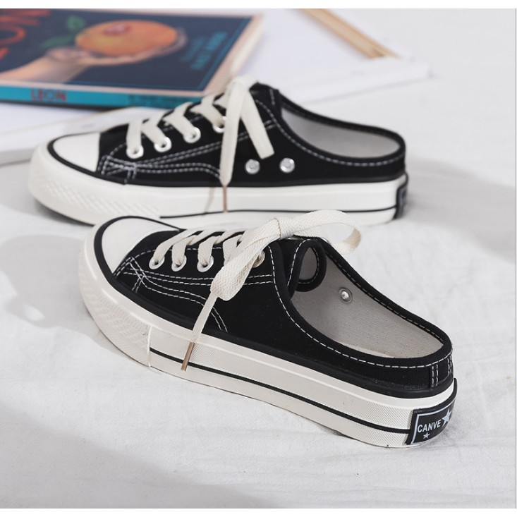 Giày sục thể thao ulzzang buộc dây đen trắng hot hit | BigBuy360 - bigbuy360.vn