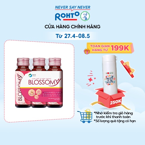 Thực phẩm bảo vệ sức khỏe giúp da sáng đẹp và dạ dày khỏe Rohto Blossomy lốc 03 chai x 50ml