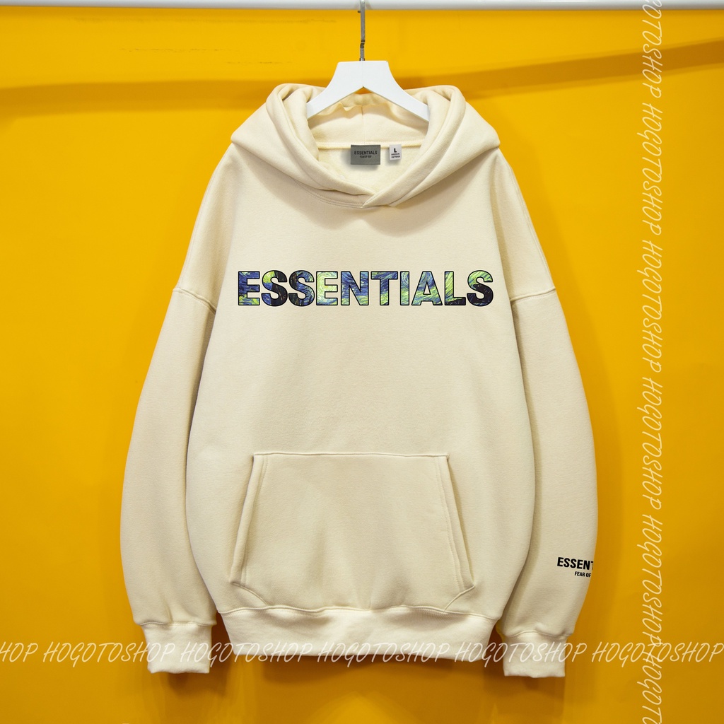 Áo nỉ hoodie ESSENTIALS CHỮ XANH Hogoto shop , Áo nỉ bông unisex nam nữ form rộng oversize chất liệu Cotton