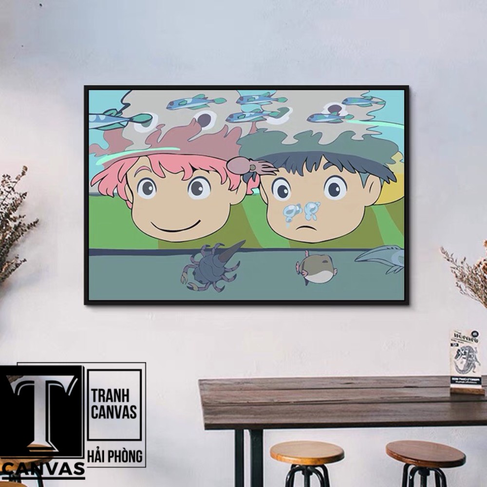 (Giá Xưởng) Tranh canvas treo tường, tranh hoạt hình Ghibli, Cô bé người cá Ponyo GHIBLI 12-22 (không kèm khung)