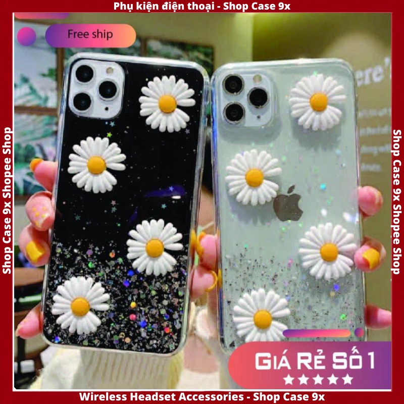 Ốp Lưng Ip ⚡Ốp Lưng Điện Thoại Ip Hoa Daisy Lấp Lánh ⚡Ip 6/6s/6Plus/6SP/7/8/7PPlus/8P/X/Xs/Xsmax/11/11Promax