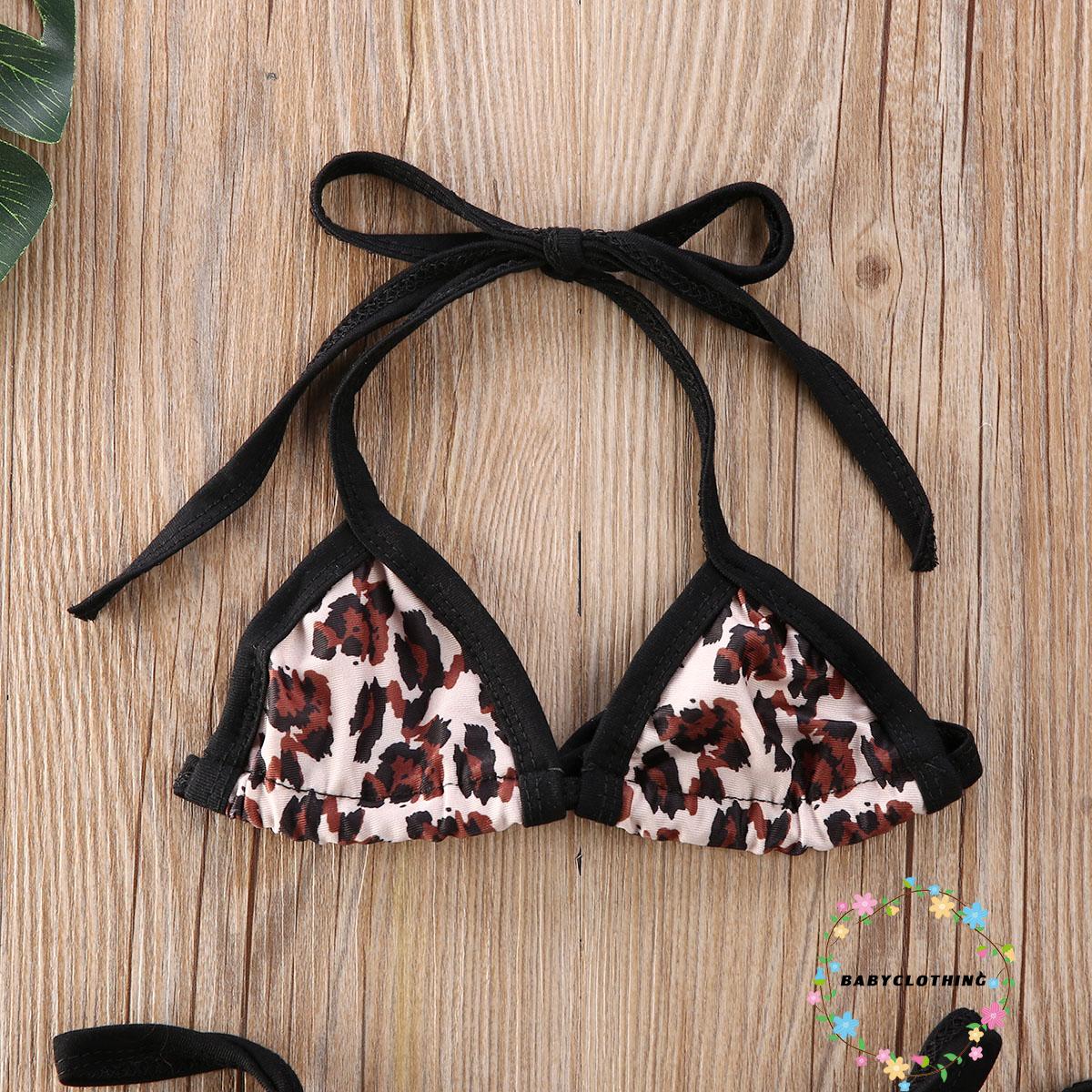 Set Bikini Hai Mảnh Họa Tiết Da Báo Dễ Thương Cho Bé Gái