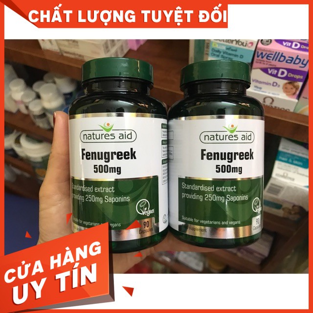 Viên uống lợi sữa Fenugreek Natures Aid 500mg 90 viên