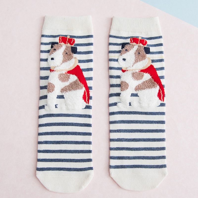 Set 5 Đôi Tất Dệt Kim Dày In Họa Tiết Hoạt Hình Nhiều Màu Sắc Thời Trang Mùa Đông Cho Nữ