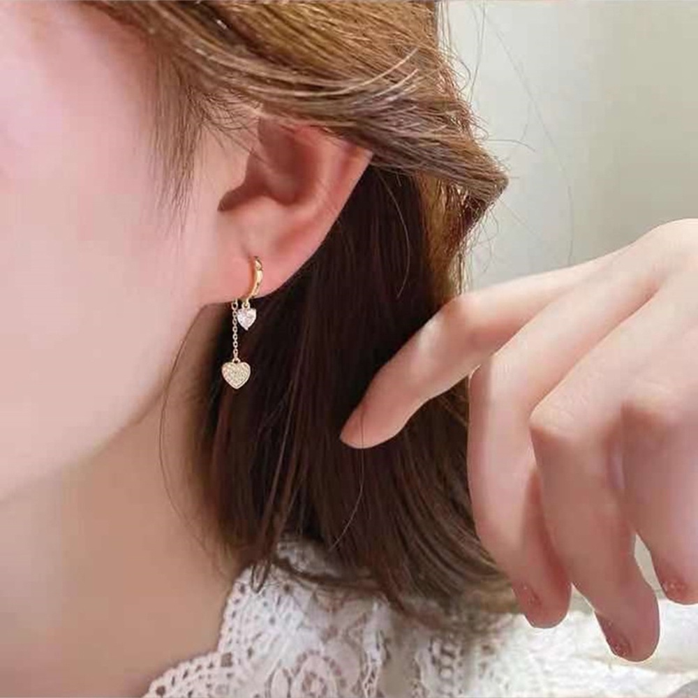 Bông Tai Dáng Dài Hình Trái Tim Xinh Xắn Thời Trang